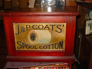Excellent 4 Drawer J P Coats Spool Thread Cabinet Embossed Back 15981