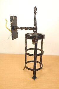 Vintage Wrought Iron Gothic Porch Lantern Wall Light Caged Lamp Arts Craft
