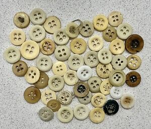 50 Antique Vtg 1800s 4 Hole Lot China Bone Underwear Buttons Civil War Era Cw7