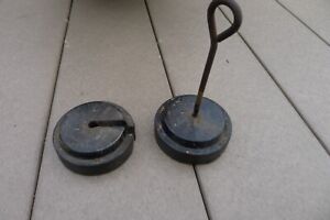 2 Antique Cast Iron Scale Weights 3 Diameter