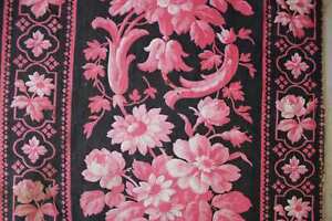 Pillowcase French Fabric Black Pink Antique Floral Pillow Cover Sham Textile