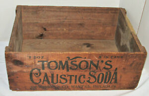 Vtg Tomson S Lye Wood Wooden Shipping Advertising Crate Logo 28x20x10 Antique 