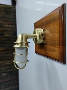 Marine Vintage Satin Brass Wall Sconce Light With Junction Box White Glass