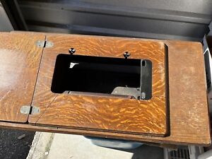 Antique Singer Treadle Sewing Machine Wooden Tiger Oak Table Top
