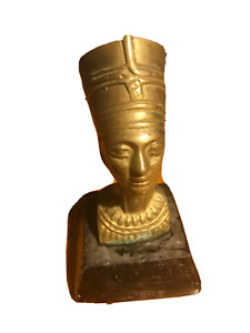 Head Face Figure Decorative Antique Egypt Reproduction Statue Stone Gold Black