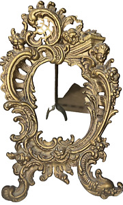Antique Art Nouveau Bronze Floral Frame 19th French Dressing Mirror Cherub