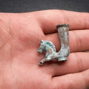 Ancient Persian Bronze Small Horse Figurine Rhyton