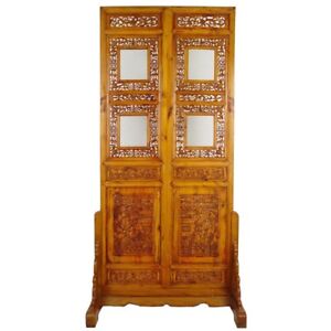 Chinese Antique Open Carved Screen Room Divider W Stand 20p41