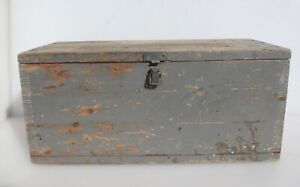 Large Antique Wooden Tool Box Old Wood Vintage Case Tub Crate Army 21 W