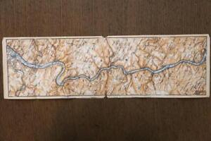 1914 Rare Antique Baedeker Atlas Map Rhine Gorge Germany Excellent Detail