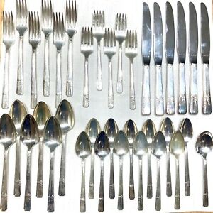 1938 Silverware Prestige Grenoble Quadruple Plate 36 Pc Forks Spoons Knives
