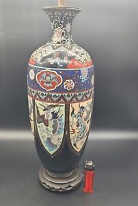 Antique Japanese Cloisonne Vase Lamp 19th Century Japan