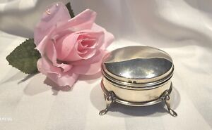 Charming 1907 Antique Sterling Silver Round Footed Ring Trinket Jewelry Box 