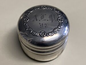 Antique 1897 Sterling Silver Repousse Vanity Lidded Powder Jar 39 Grams