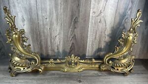 Antique 19th Century French Louis Xv Fireplace Fender Solid Brass