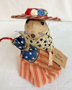 Mouse Primitive Fourth Of July Patriotic Firecracker Grunged