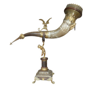 Xxl Antique 30 Bronze Putti Cherun Cornucopia Horn Ram Statue Bird Rare