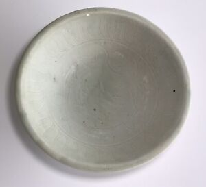 Chinese 13th Century Yuan Dynasty Qingbai Dish With Wave Motif 21 5cm Diameter