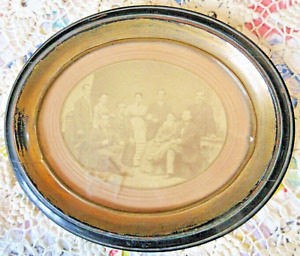 Gorgeous Antique Oval Frame Victorian Gold Gilt Black Family Grouping Photo