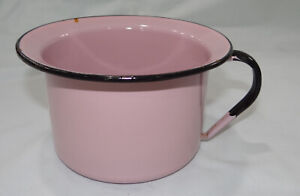 Pink Black Trim Enamelware 6 1 4 Childs Chamber Pot Cup Graniteware Vtg Antique
