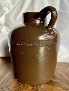 Antique Brown Glazed Honey Jug Pottery Rustic Primitive