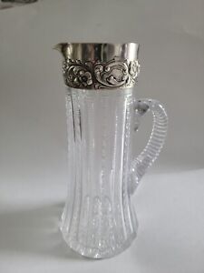 Cut Glass Water Claret Pitcher By Dominick Haff Sterling Silver