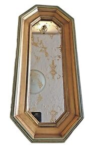 Vintage 14 Gold Green Framed Wall Mirror Octagon Mcm Hollywood Regency Boho