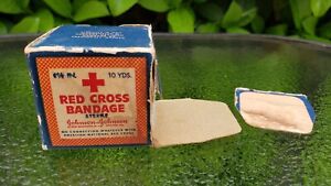 Vintage 1935 Red Cross Bandage W Box Advertising Medical Quack Emt Dr Antique