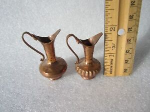 Cute Antique Middle Eastern Islamic Hammered Copper Miniature Jar Pitcher 2 
