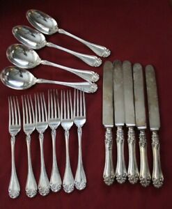 1890 Jennings Bros Victoria 15 Piece Lot Forks Spoons Knives 1901 Silverplate