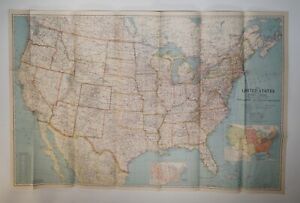 Vintage National Geographic 1940 Map Of Usa 40 X26 5 Good Condition