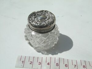 Birmingham 1904 Sterling Silver Mounted Cut Glass Vanity Storage Jar Box