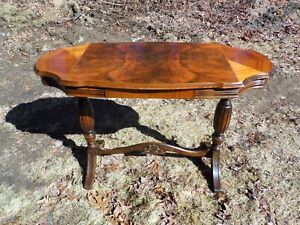 Vintage Art Deco Double Pedestal Library Table Walnut Console Entry Table 1930 S