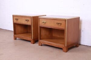 Michael Taylor For Baker Furniture Mid Century Modern Nightstands Pair
