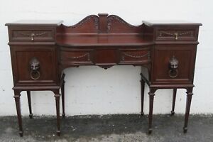 Early Victorian Carved Lion Long Sideboard Buffet Credenza Bathroom Vanity 2505
