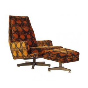 Edward Wormley For Dunbar Mid Century Lounge Chair Ottoman With Larsen Fabric