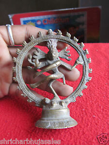 Vintage Brass Hindu God Lord Shiva Dancing Nataraj Figurine Statue Collectible