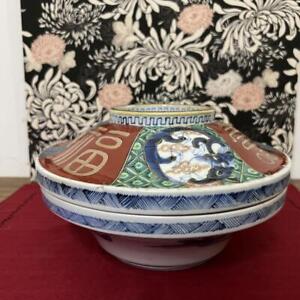 Antiques Old Imari Colored Pictures Lids Large Bowls Food Baskets Double B