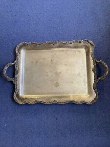 Antique Wm Rogers Silver Plated Serving Tray 23 X 14 With Handles