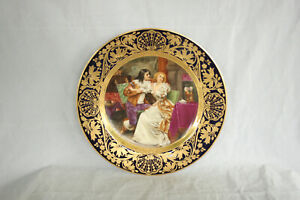 Antique Wagner Royal Vienna Style Porcelain Portrait Plate Courting Couple