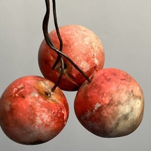 Early Vintage Italian Alabaster Stone Fruit Pink White Bing Cherries Fantastic