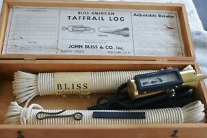 Vintage John Bliss Co Taffrail Log In Original Dovetail Box Never Used