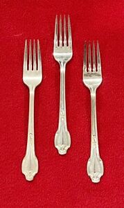 Vtg Int L Silver Hotel Falmouth Flatware 3 Solid Fish Forks 1900 1940