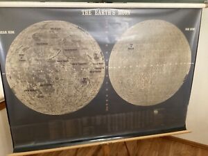 Vintage A J Nystrom School Wall Map Of The Earth S Moon Mis 999 10 Rare
