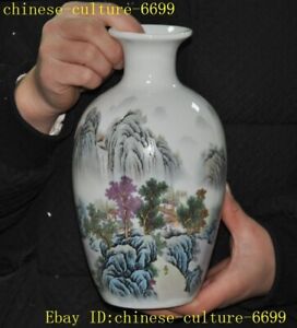 8 2 China Wucai Porcelain Landscape Text Zun Cup Bottle Pot Vase Jar Statue