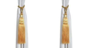 Beautiful Polyester Tassel Rope Curtain Tieback Color Golden Lace Set Of 2 Pcs