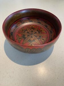 Hand Painted Made In Russia Wooden Bowl Collectible