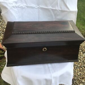 Antique English Mahogany Sarcophagus Double Compartment Large Tea Caddy