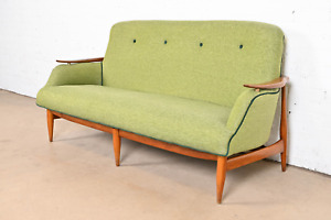 Finn Juhl Danish Modern Upholstered Sculpted Teak Sofa 1950s