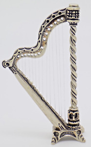 Vintage Italian Handmade Genuine Silver Large Harp Figurine Rare Design